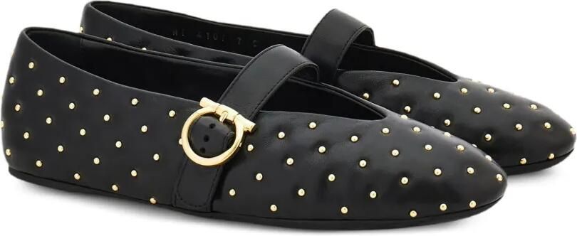Ferragamo Ballerina's met gespsluiting en studs Zwart - Foto 4