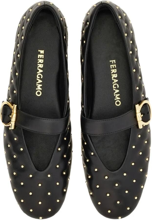 Ferragamo Ballerina's met gespsluiting en studs Zwart - Foto 3