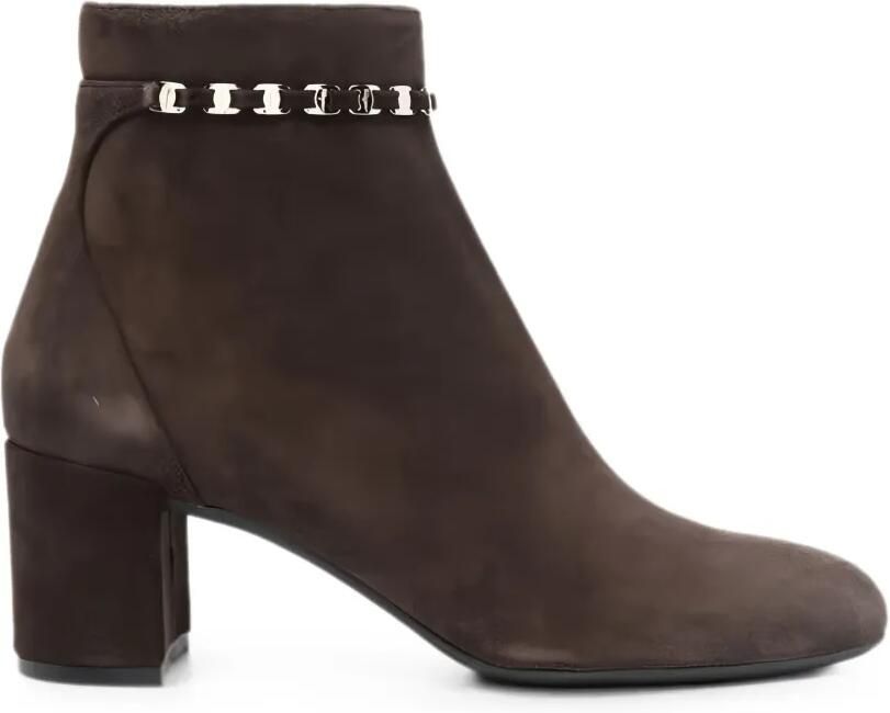 Ferragamo Suède enkellaarzen met Gancini-plakkaat Bruin