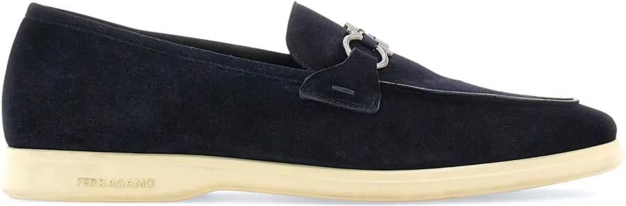 Ferragamo Suède loafers met Gancini-detail Blauw
