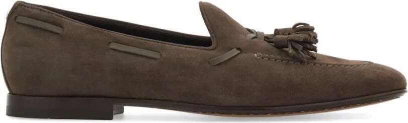 Ferragamo Suède loafers met kwastjes Bruin