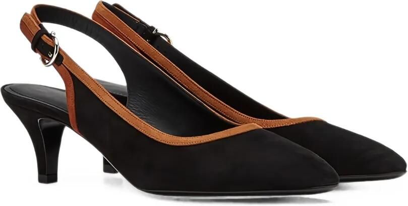 Ferragamo Suède slingback pumps Zwart