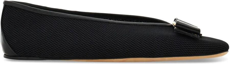Ferragamo Vara ballerina's met mesh Zwart