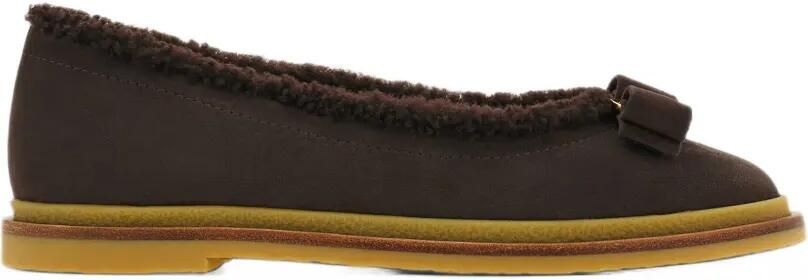 Ferragamo Vara-bow ballet flat with merino-wool detail Bruin