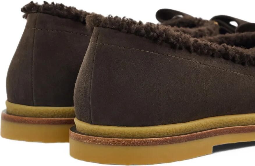 Ferragamo Vara-bow ballet flat with merino-wool detail Bruin - Foto 3