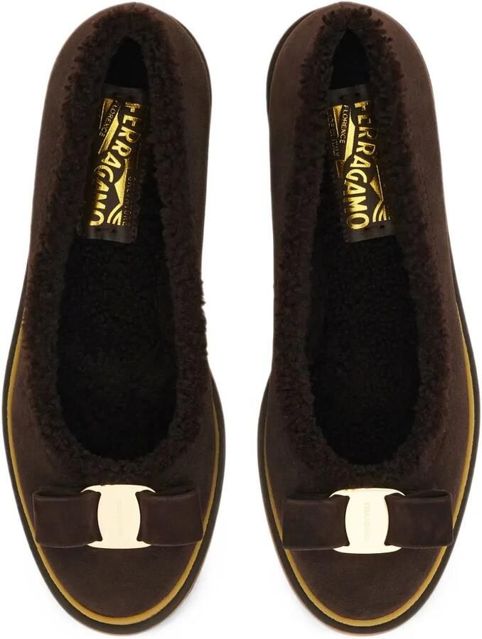 Ferragamo Vara-bow ballet flat with merino-wool detail Bruin - Foto 2