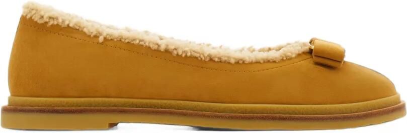 Ferragamo Vara bow ballet flats with merino-wool detail Bruin