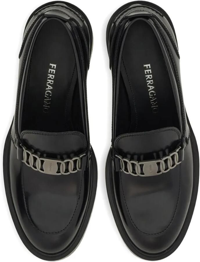 Ferragamo Vara loafers met ketting Zwart - Foto 3