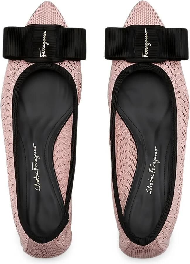Ferragamo Vara mesh ballerina's met strik Roze - Foto 2
