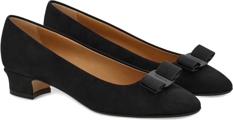 Ferragamo Vara pumps met blokhak en strik Zwart - Foto 5