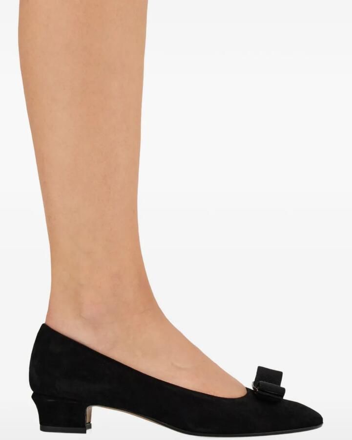 Ferragamo Vara pumps met blokhak en strik Zwart - Foto 2