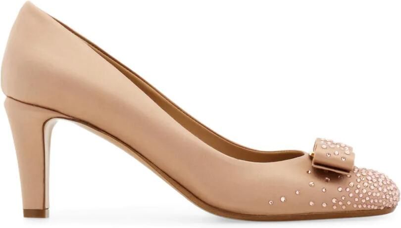 Ferragamo Vara pumps met strik en kristallen Beige
