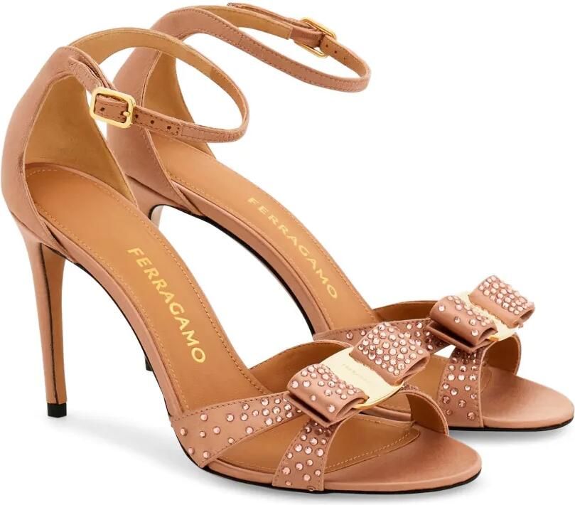 Ferragamo Vara sandalen met kristallen en strik Beige