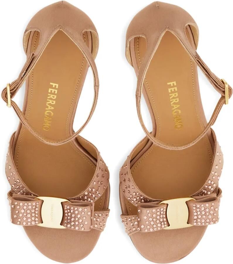 Ferragamo Vara sandalen met kristallen en strik Beige - Foto 2