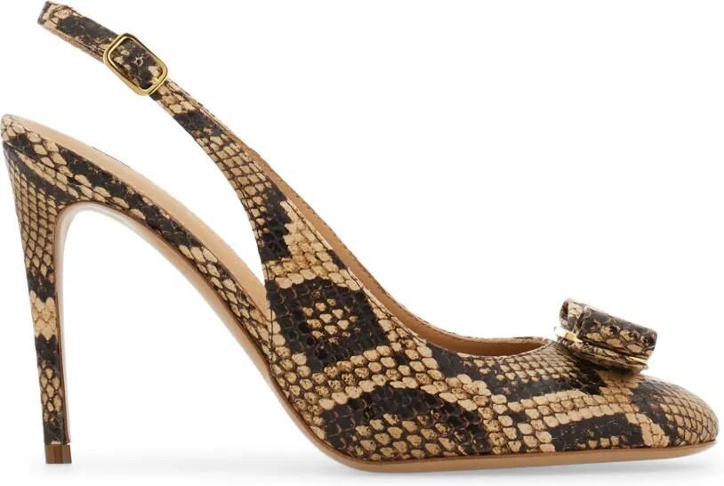 Ferragamo Vara slingback pumps met strik Beige