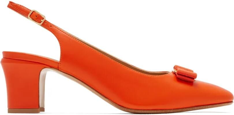 Ferragamo Vara slingback pumps met strik-detail Oranje