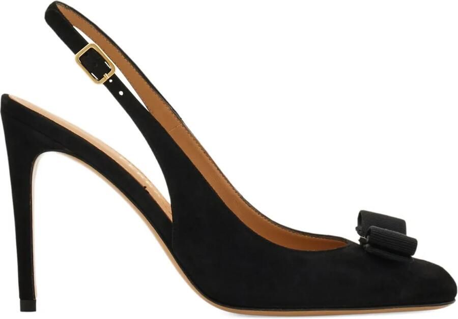 Ferragamo Vara slingback pumps met strik-detail Zwart