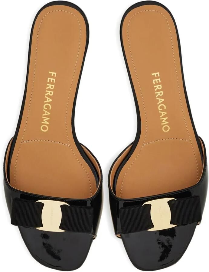 Ferragamo Vara slippers met strik Zwart - Foto 3