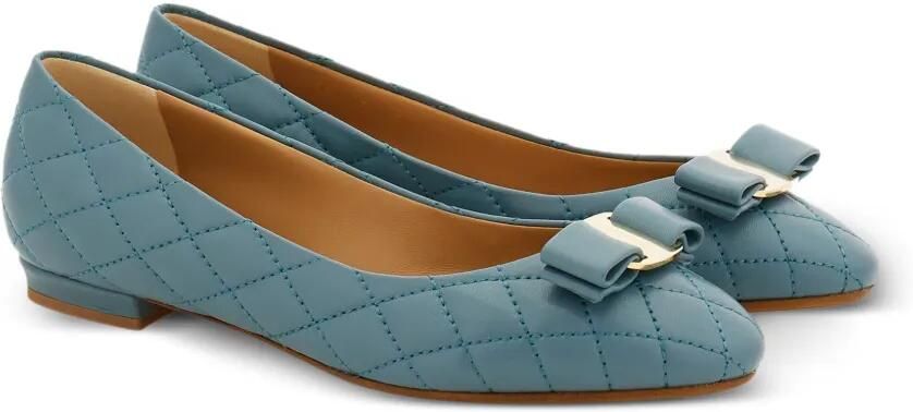 Ferragamo Varina gewatteerde ballerina's Blauw - Foto 5