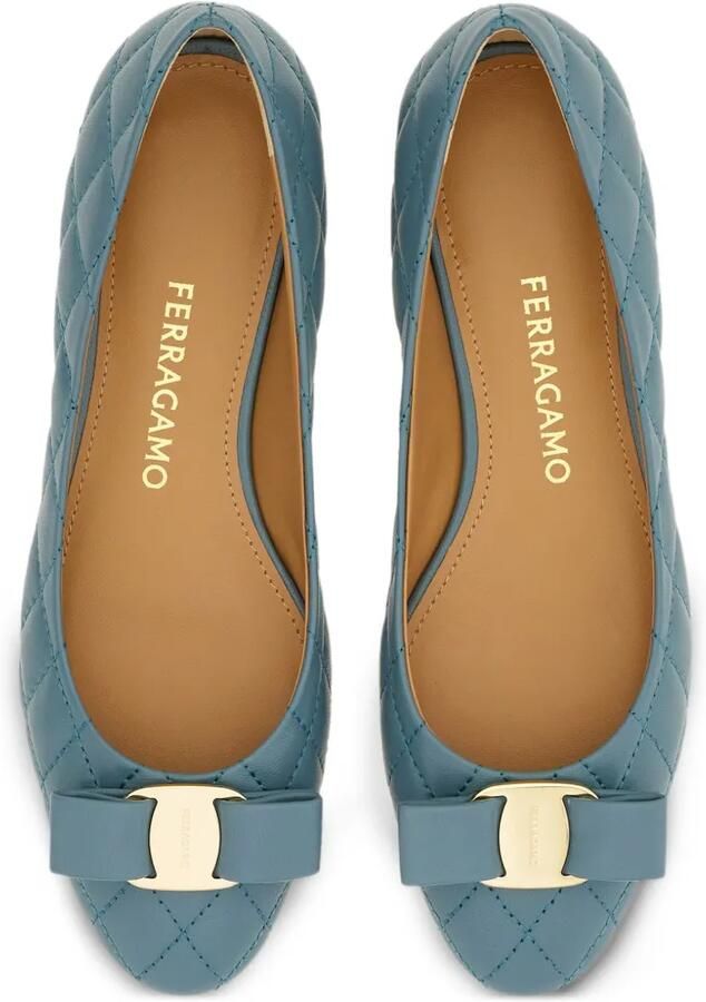 Ferragamo Varina gewatteerde ballerina's Blauw - Foto 3