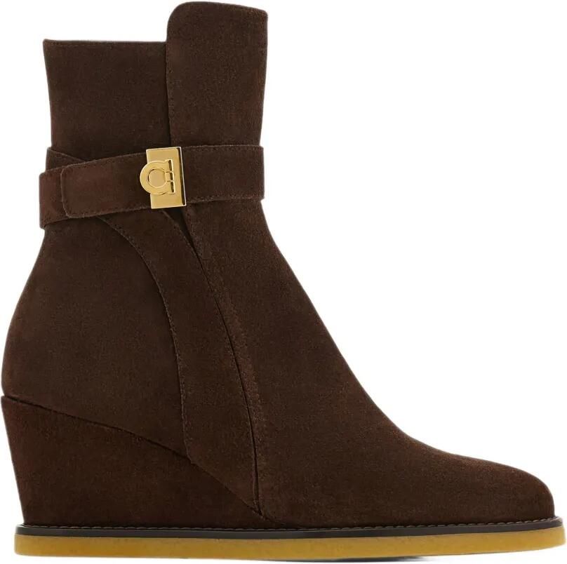 Ferragamo wedge-heel ankle boots with Hug buckle Bruin