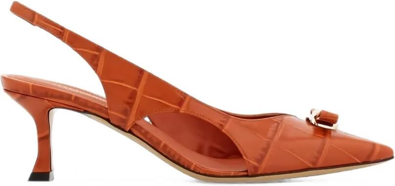 Ferragamo Zarula pumps met puntige neus en reliëf Oranje