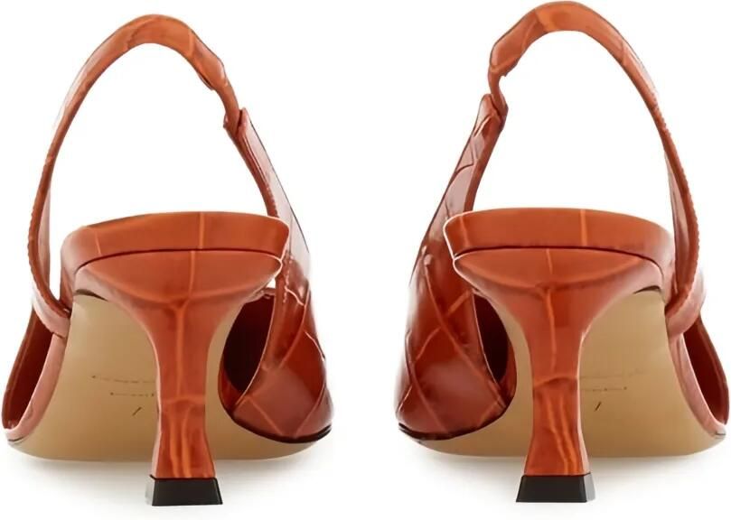 Ferragamo Zarula pumps met puntige neus en reliëf Oranje - Foto 4