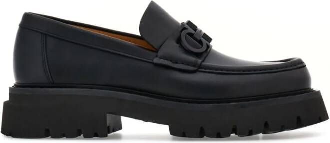 Ferragamo Florian loafers met vierkante neus Zwart