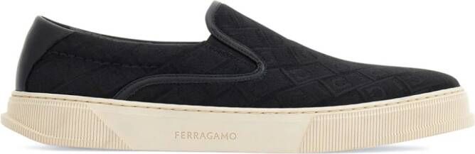 Ferragamo Gancini sneakers met jacquard Zwart