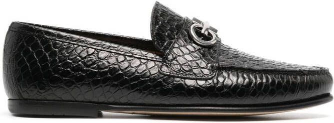 Ferragamo Gancini loafers met gesp Zwart