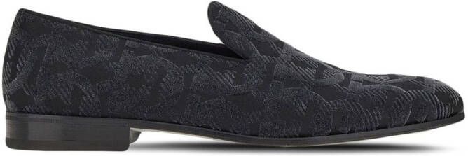 Ferragamo Loafers met grosgrain afwerking en jacquard-patroon Zwart