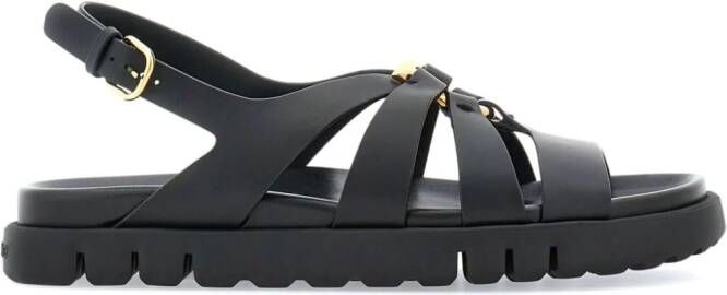 Ferragamo Gancini sandalen met plakkaat Zwart