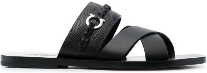 Ferragamo Sandalen met Gancini-plakkaat Zwart