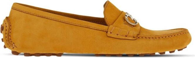 Ferragamo Gancini suède loafers Geel