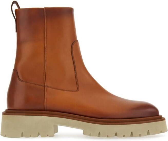 Ferragamo Leren enkellaarzen Bruin