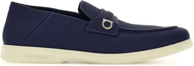 Ferragamo Leren loafers met gancini-plakkaat Blauw