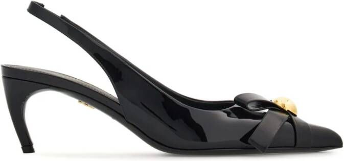 Ferragamo Leren slingback pumps Zwart