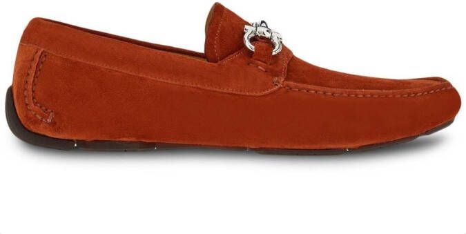 Ferragamo Loafers met gancini-plakkaat Rood