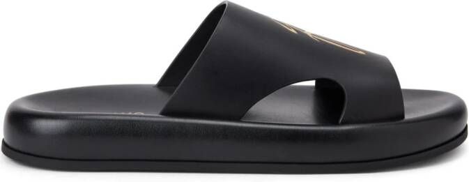 Ferragamo Leren slippers Zwart