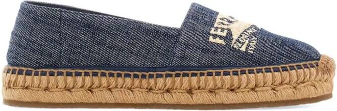 Ferragamo logo-embroidered denim espadrilles Blauw