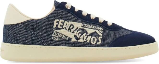 Ferragamo logo-print low-top sneakers Blauw