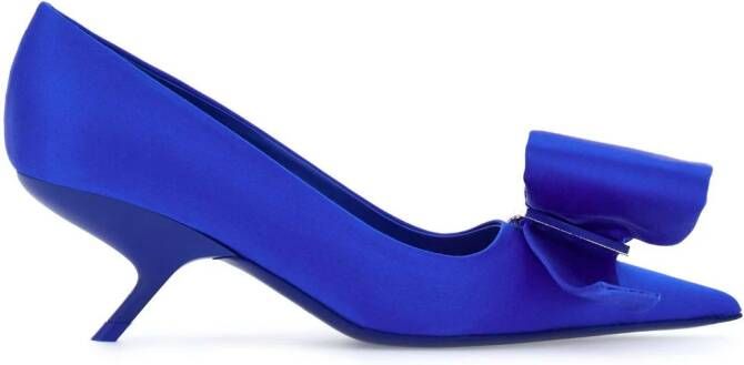 Ferragamo Muiltjes met asymmetrische strik Blauw