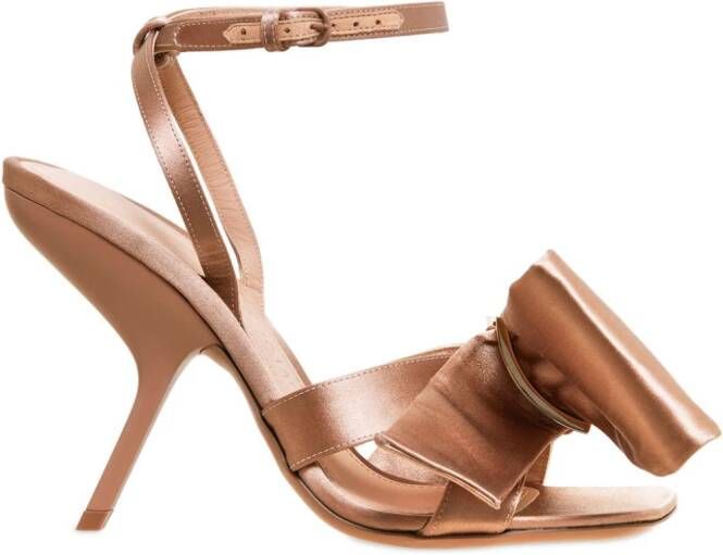 Ferragamo Sandalen met asymmetrische strik Beige