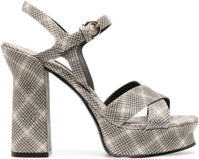 Ferragamo Sonya geruite sandalen Beige