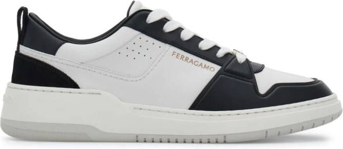 Ferragamo Tweekleurige leren sneakers Zwart