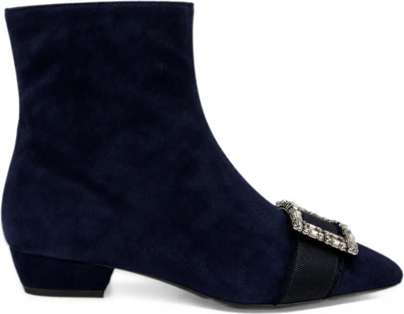 Roberto Festa crystal-embellished suede ankle boots Blauw