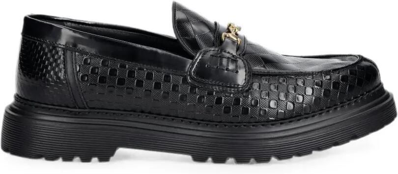 Filling Pieces Horsebit loafers met geweven effect Zwart