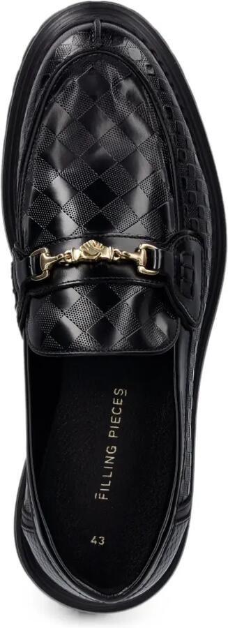 Filling Pieces Horsebit loafers met geweven effect Zwart - Foto 4