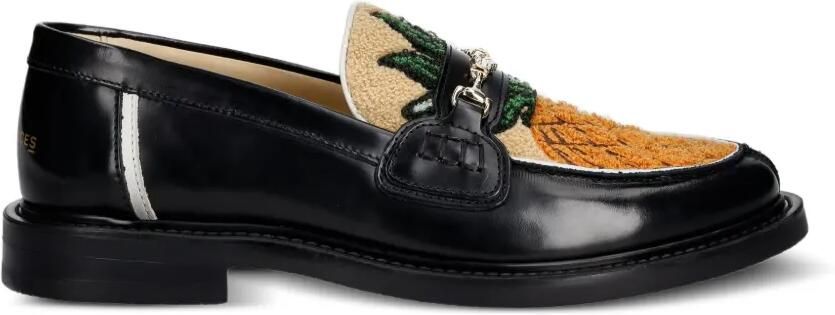 Filling Pieces Loafers met bit-bandje en ananas-patch Zwart