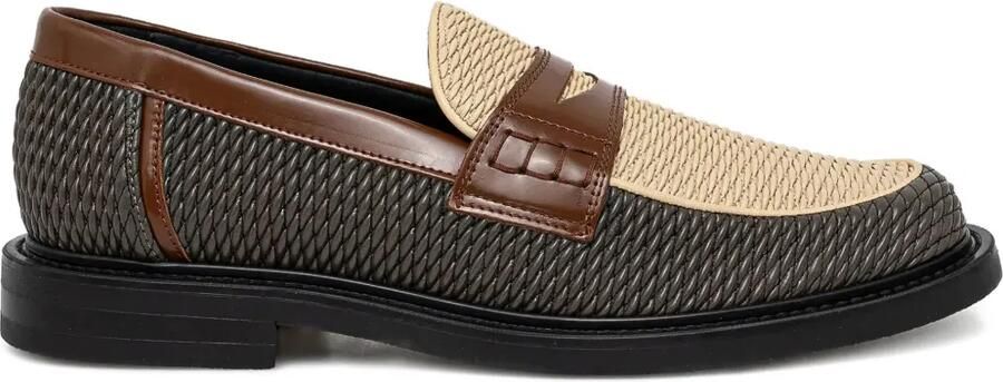 Filling Pieces Loafers met geweven detail Beige